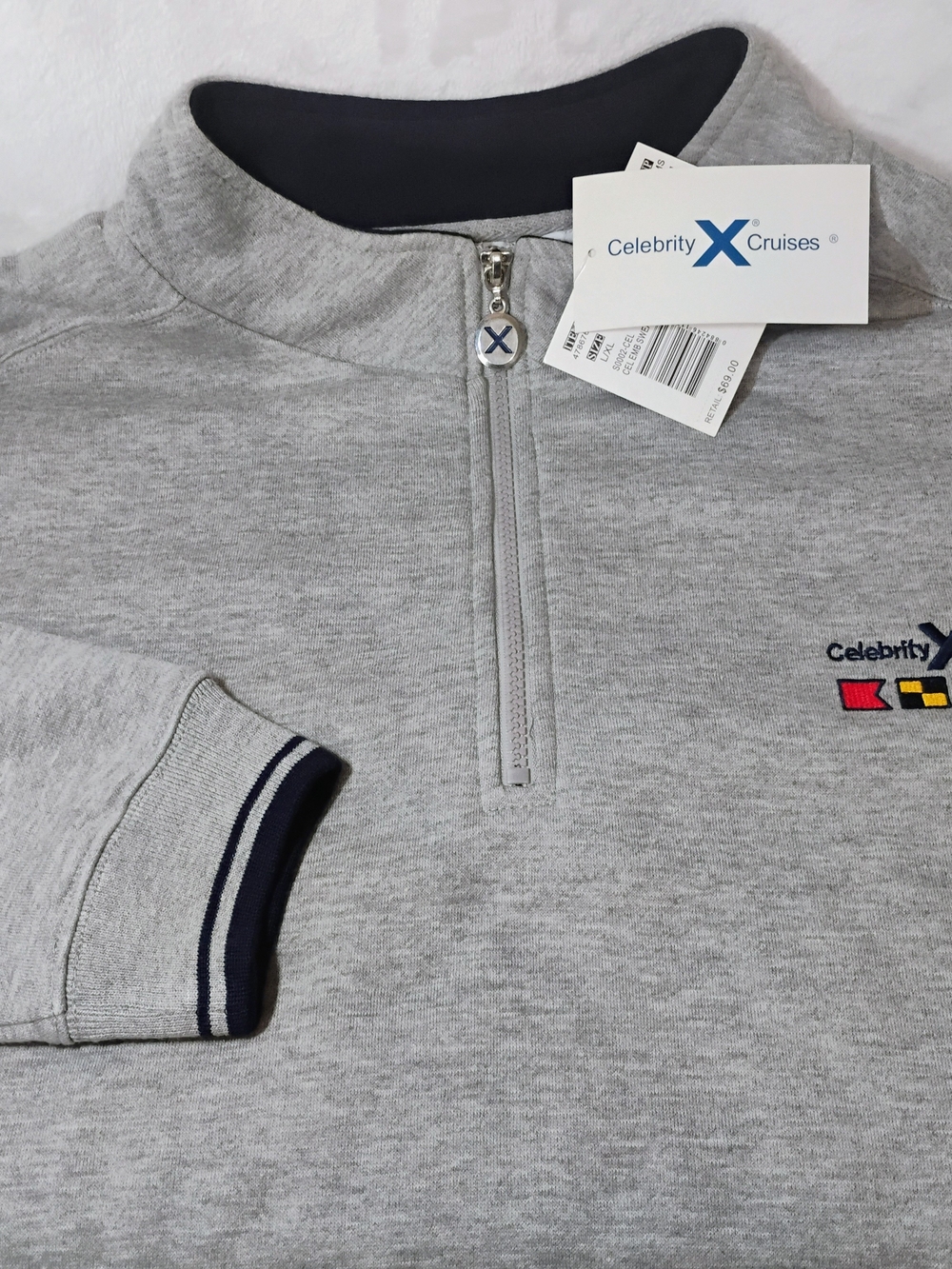 Celebrity X Cruises Sz XL 3/4 Zip Grey Sweatshirt Jacket Embroidered NEW S